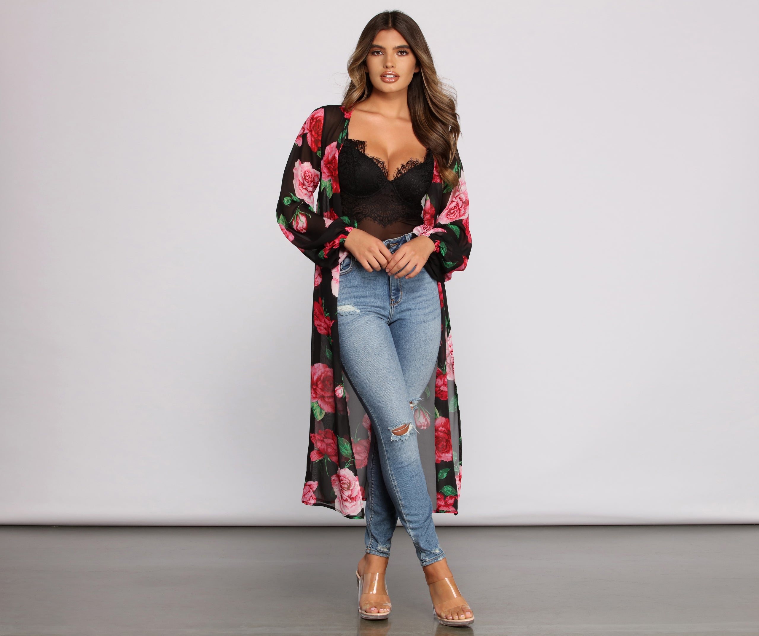 Romantic Vibes Rose Printed Duster - Image 4