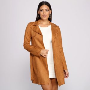 Chic In The City Faux Suede Trench