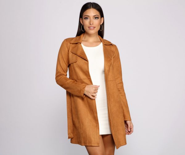 Chic In The City Faux Suede Trench