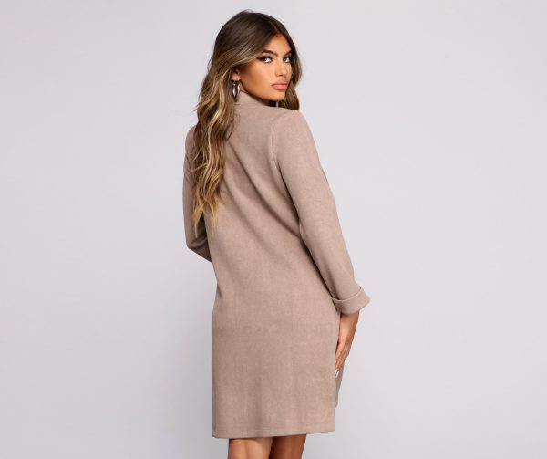 Classy and Chic Faux Suede Long Line Blazer - Image 2