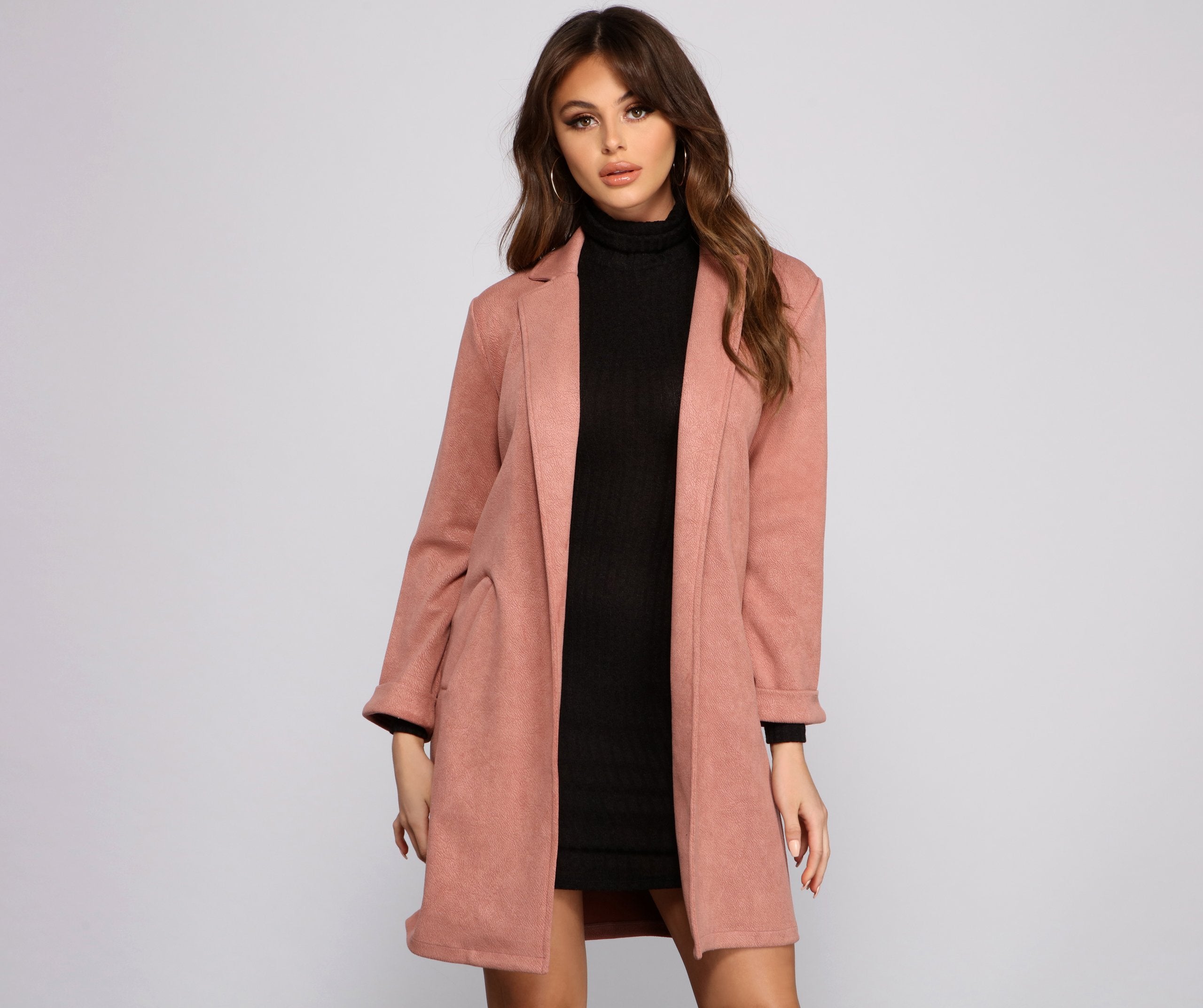Classy and Chic Faux Suede Long Line Blazer - Image 6