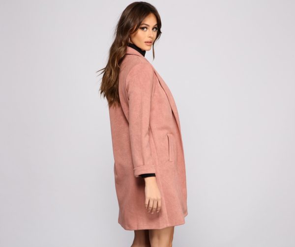 Classy and Chic Faux Suede Long Line Blazer - Image 7