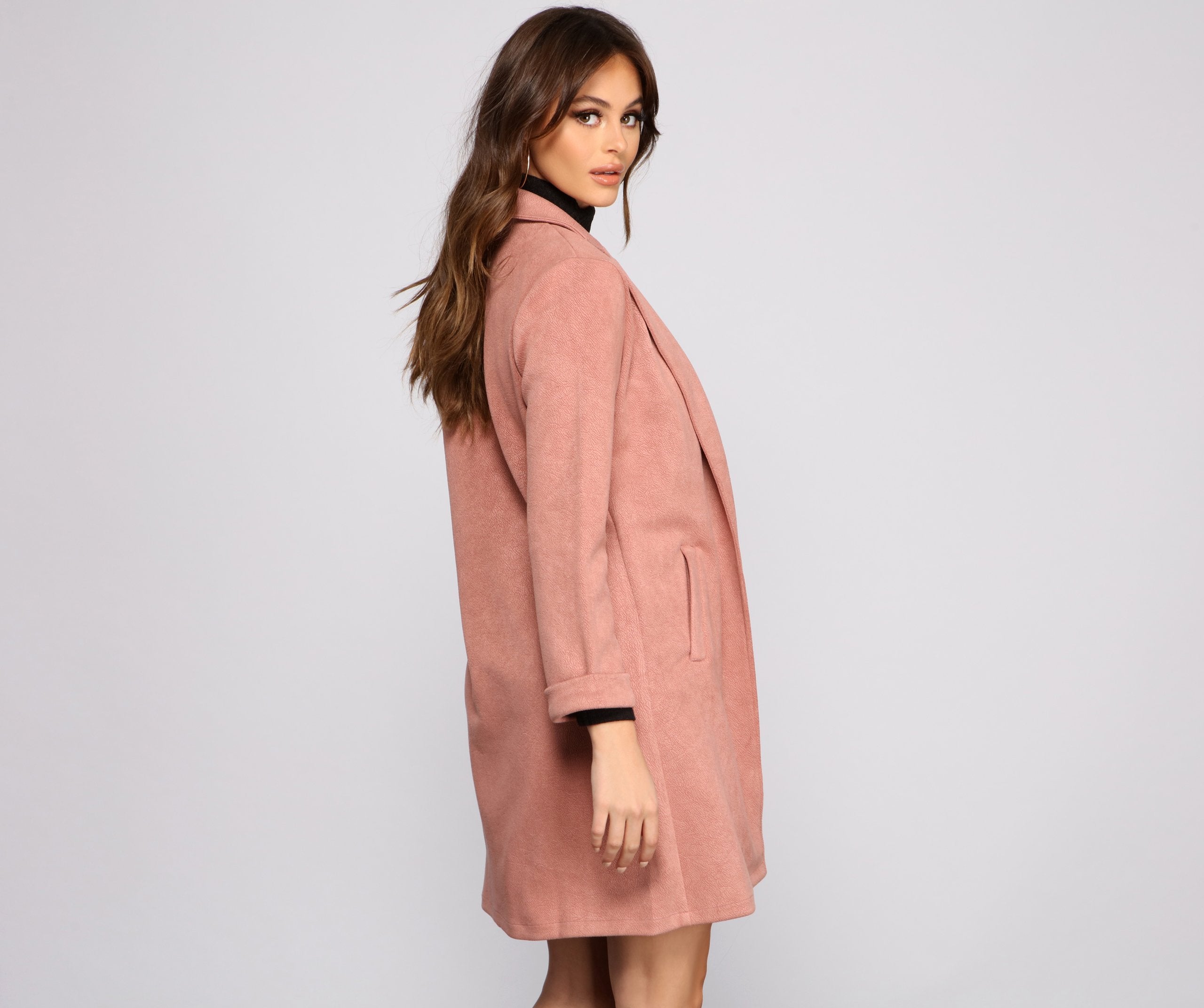 Classy and Chic Faux Suede Long Line Blazer - Image 7