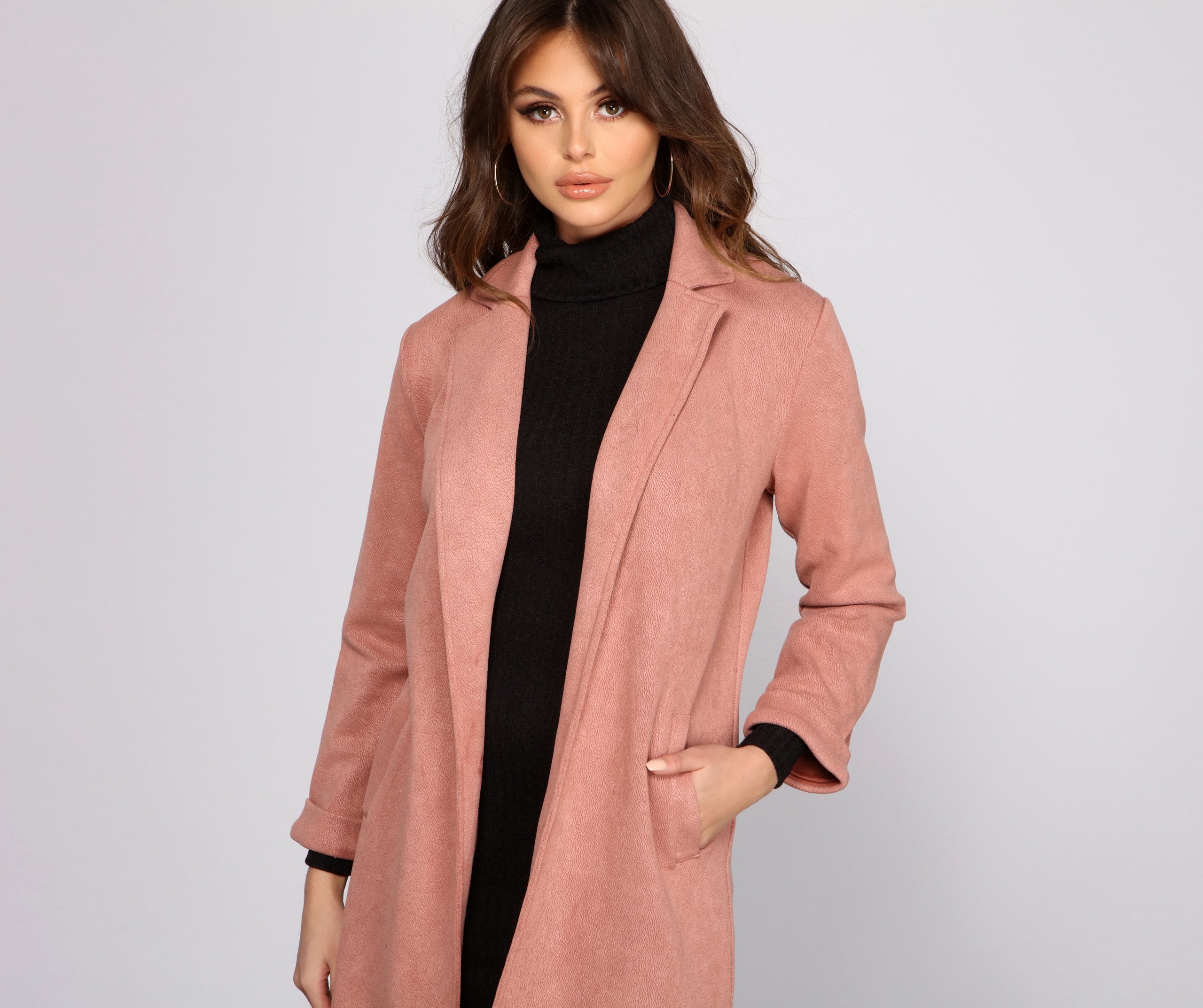 Classy and Chic Faux Suede Long Line Blazer - Image 8