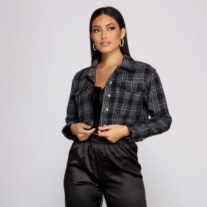 All About The Plaid Cropped Jacket