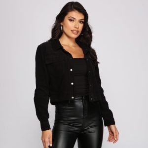 Corduroy Cutie Collared Cropped Jacket