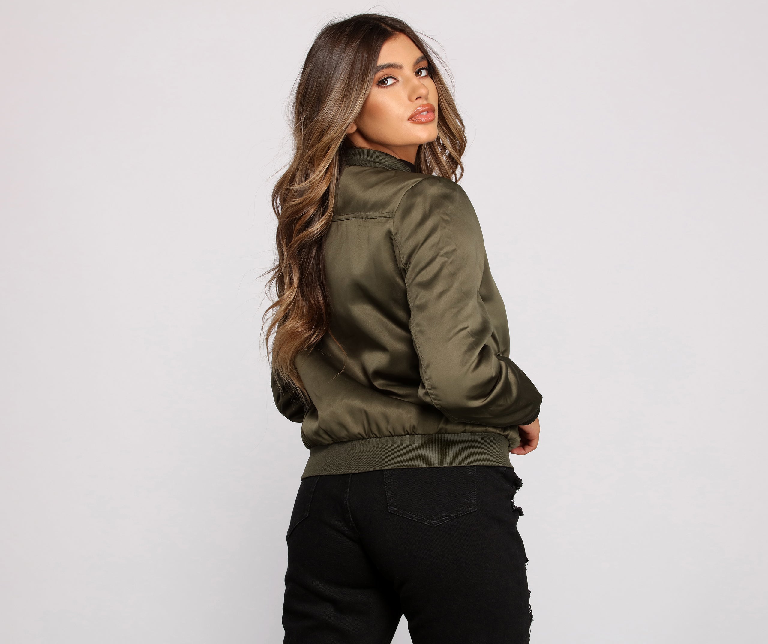 How I Roll Satin Bomber Jacket - Image 2