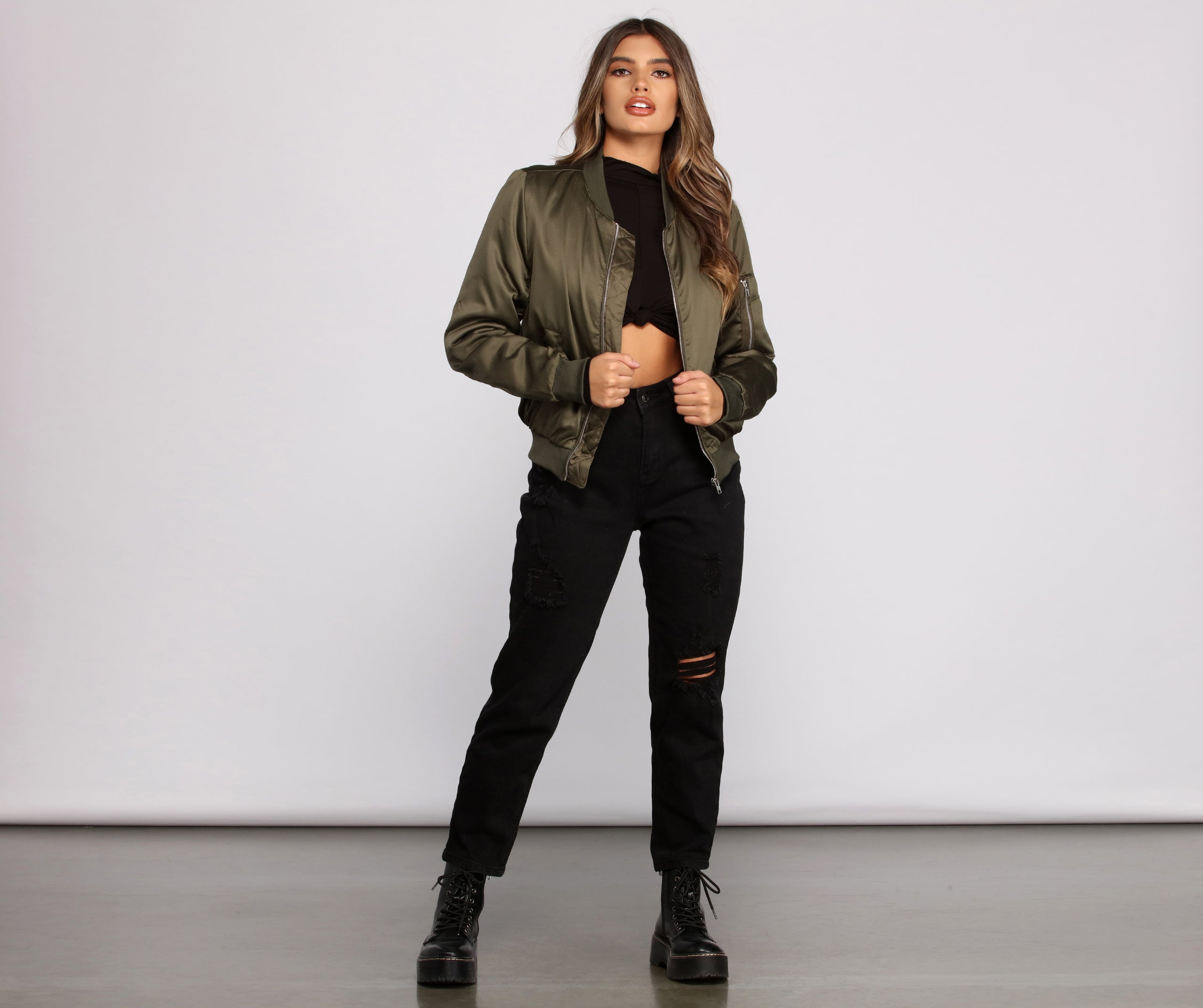 How I Roll Satin Bomber Jacket - Image 4