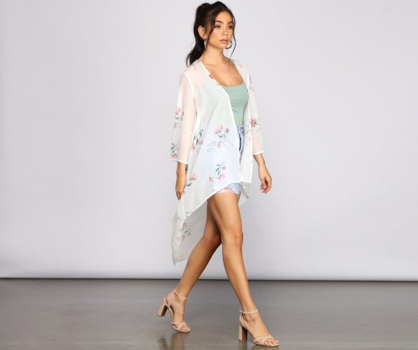 Flirty And Floral High Low Chiffon Kimono