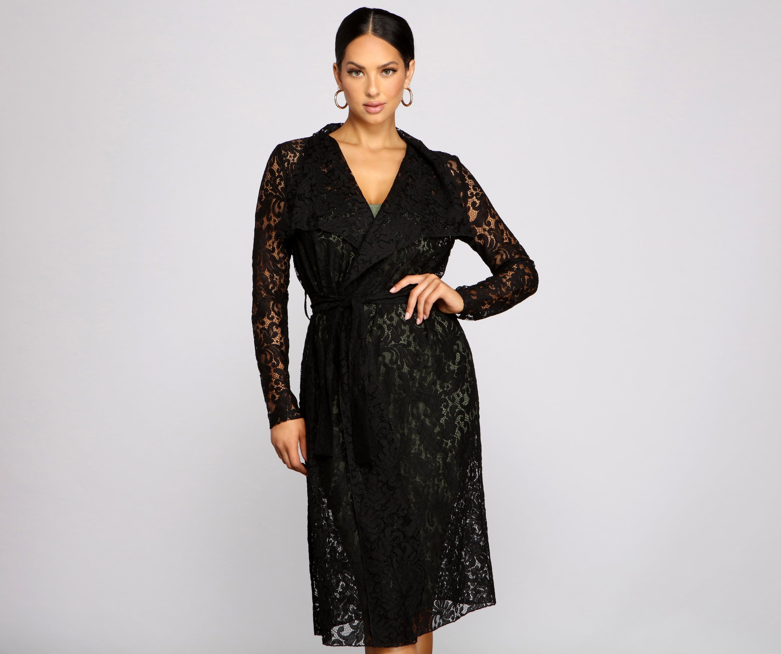Graced With Lace Belted Trench - Image 9