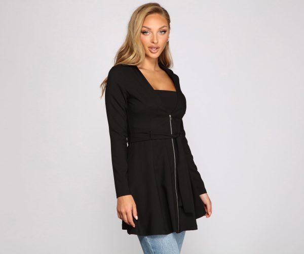 Chic Girl Tie Front Belted Trench - Image 5