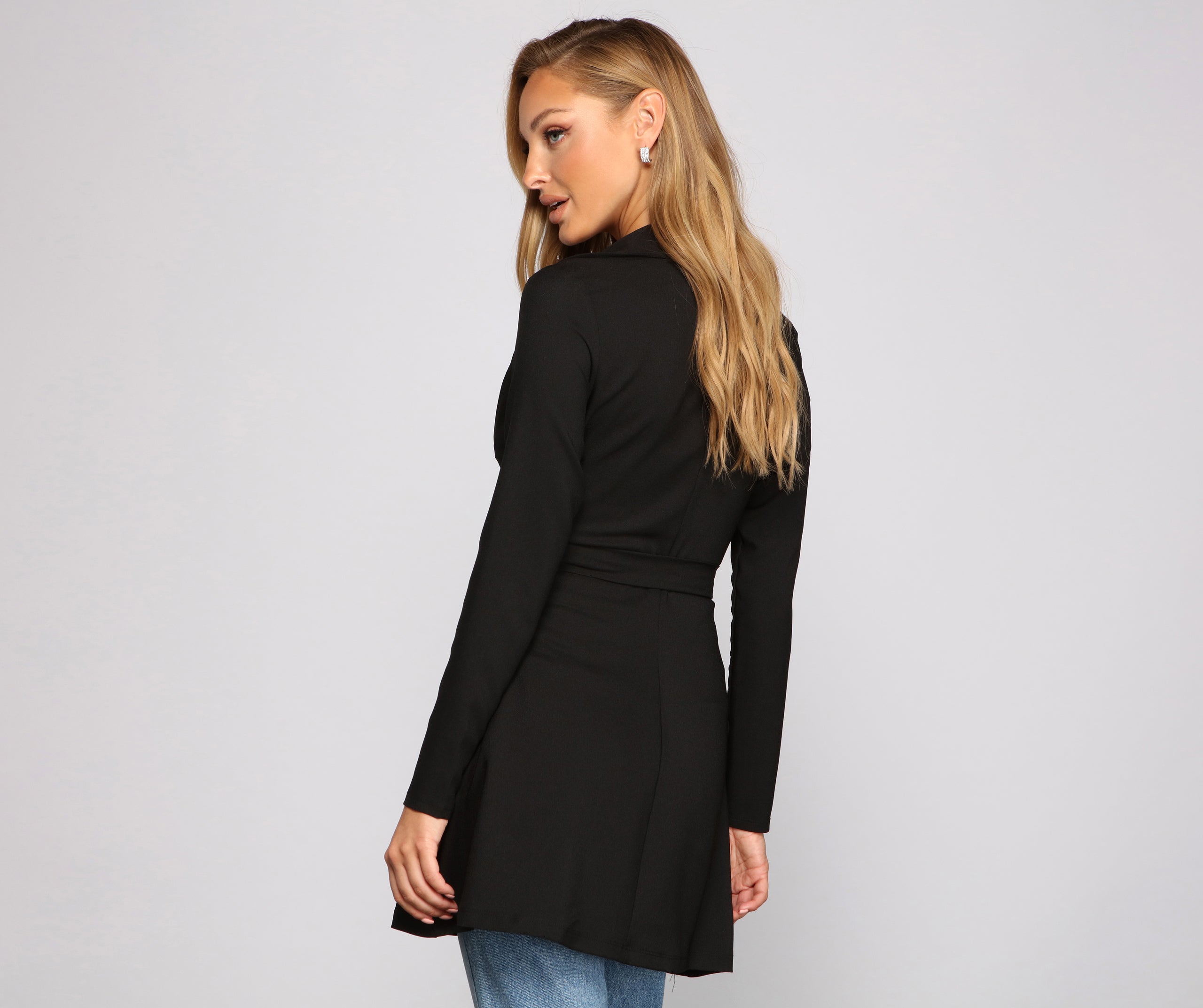 Chic Girl Tie Front Belted Trench - Image 6
