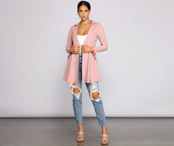 Chic Girl Tie Front Belted Trench - Image 8
