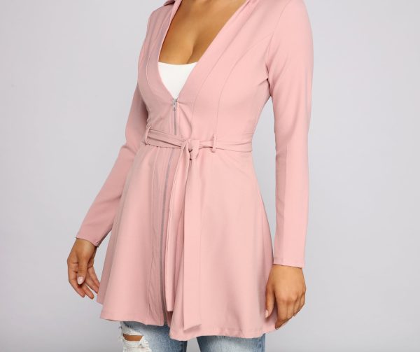 Chic Girl Tie Front Belted Trench - Image 9