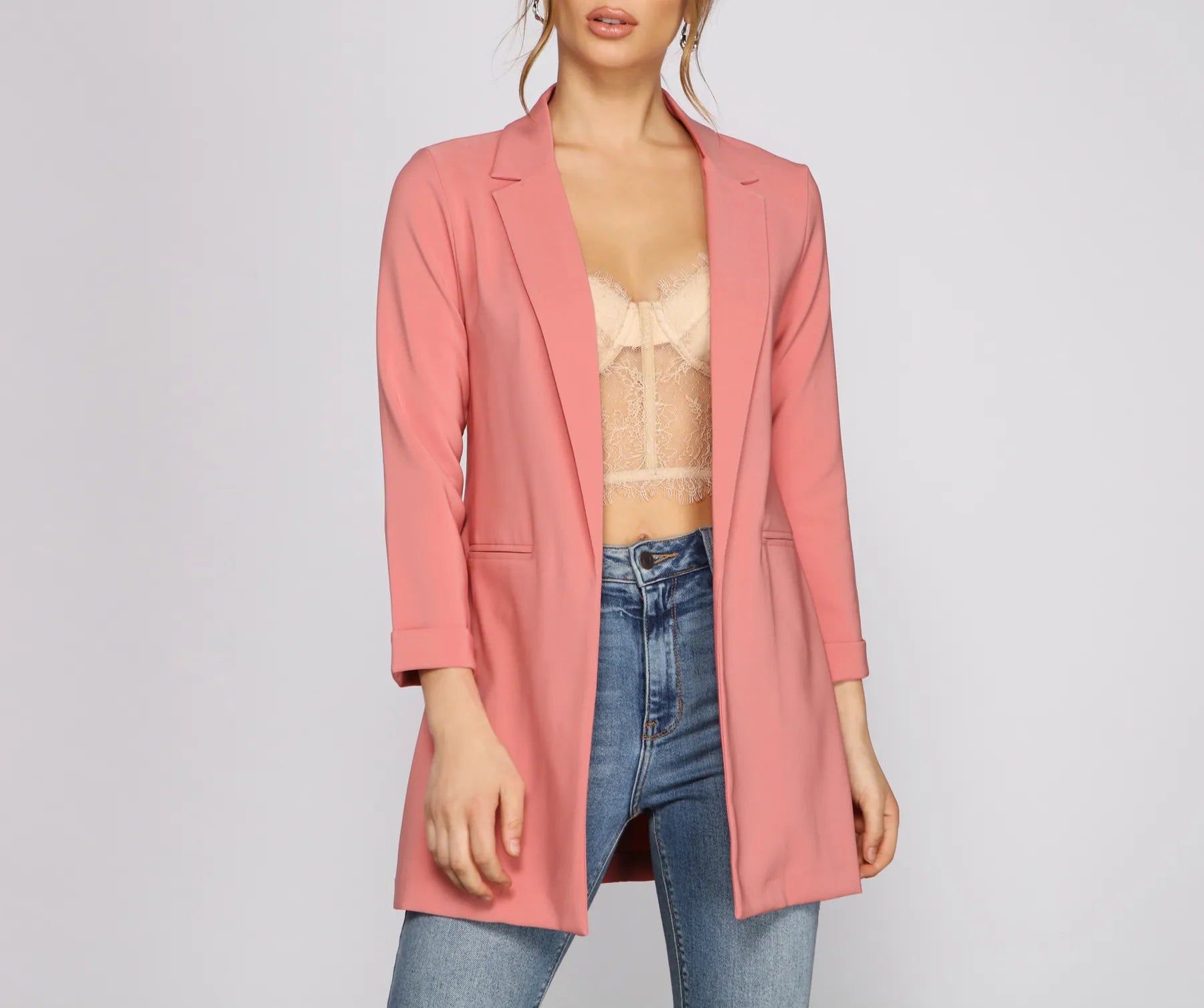 Level Up Cuffed Sleeve Boyfriend Blazer - Image 3