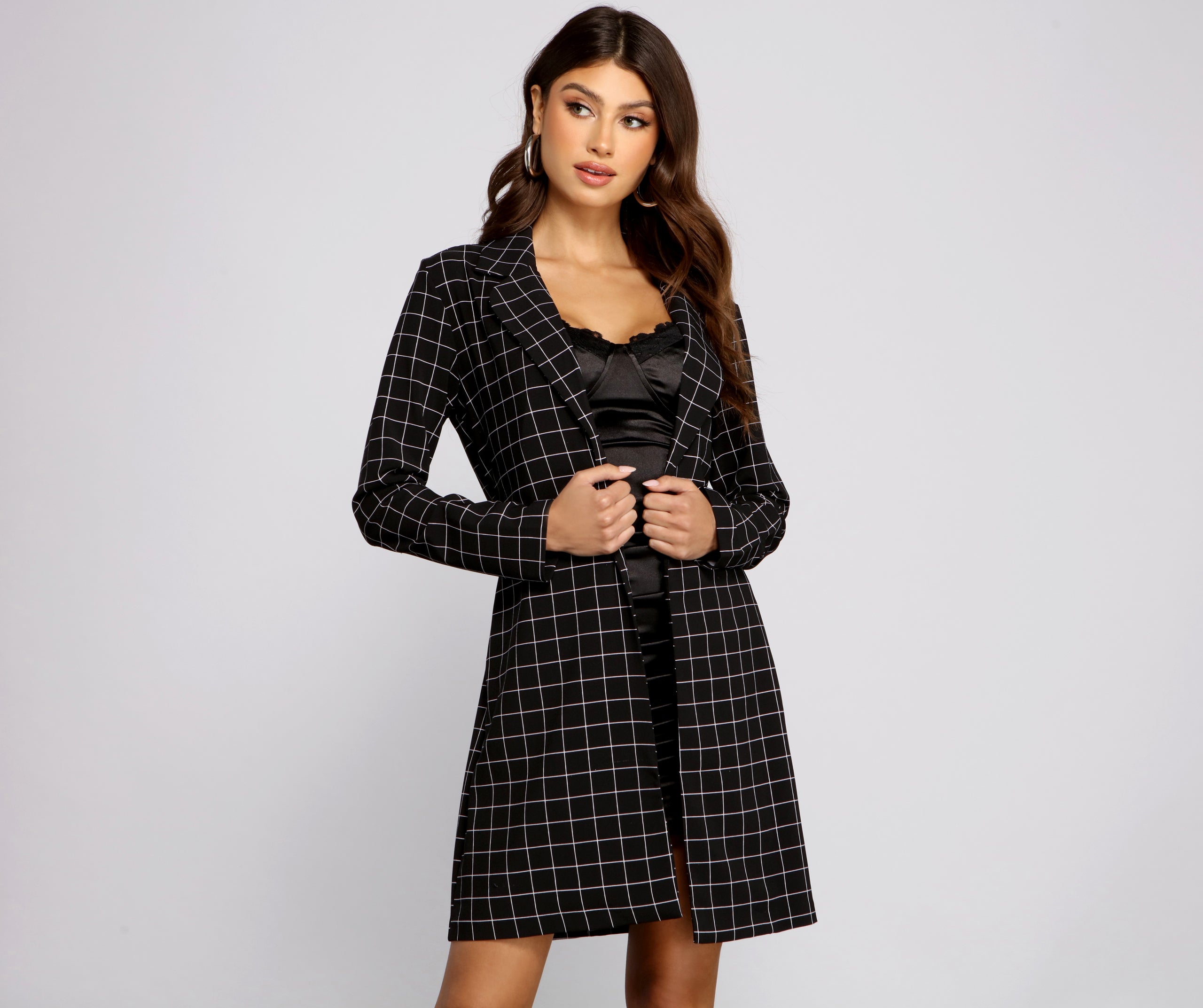 Classic Window Pane Trench Coat - Image 5