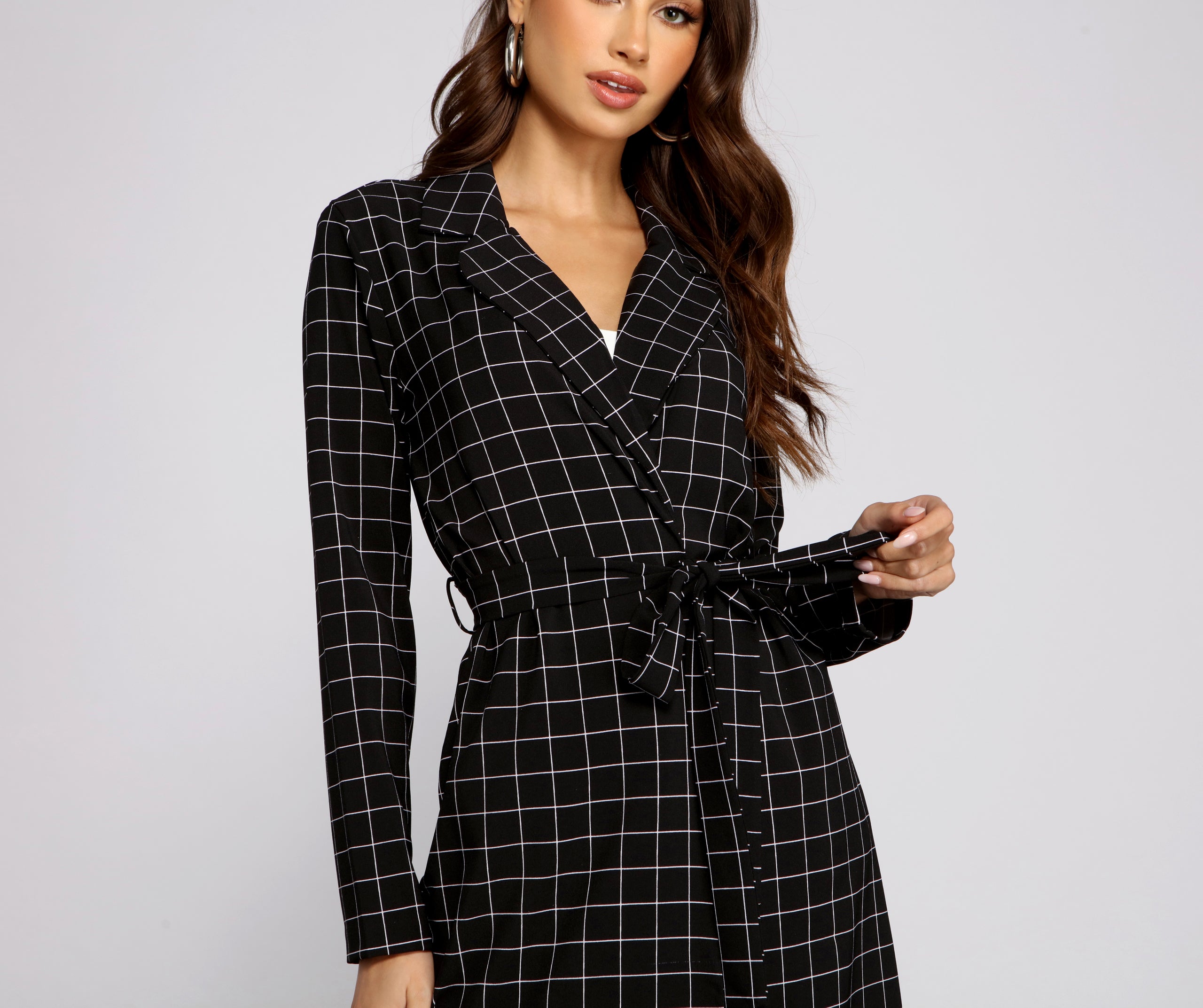Classic Window Pane Trench Coat - Image 8