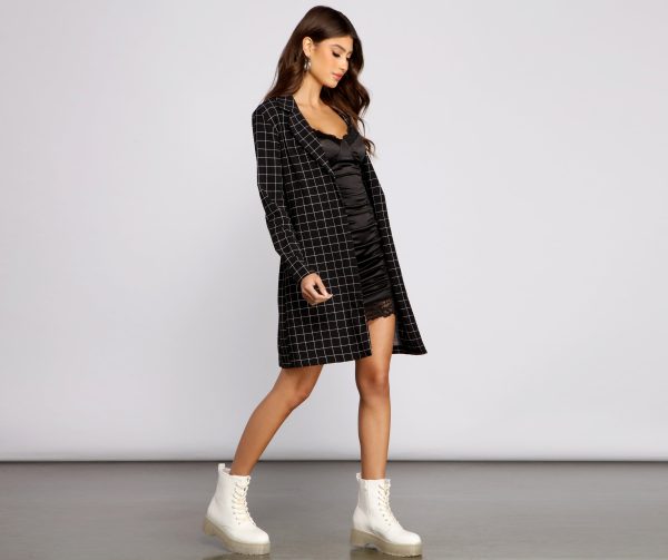 Classic Window Pane Trench Coat - Image 9