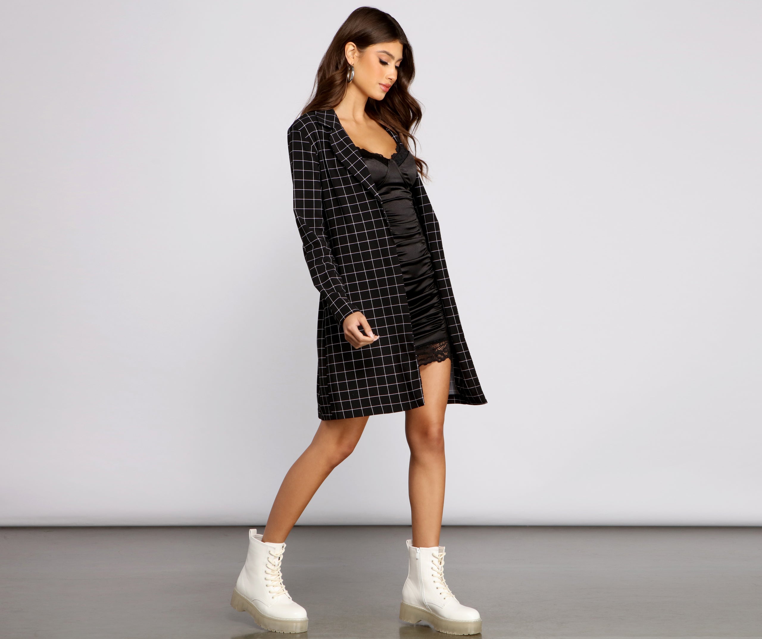 Classic Window Pane Trench Coat - Image 9