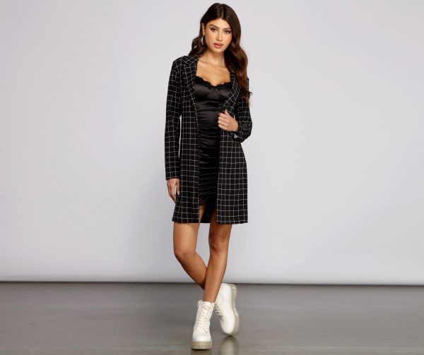 Classic Window Pane Trench Coat - Image 10
