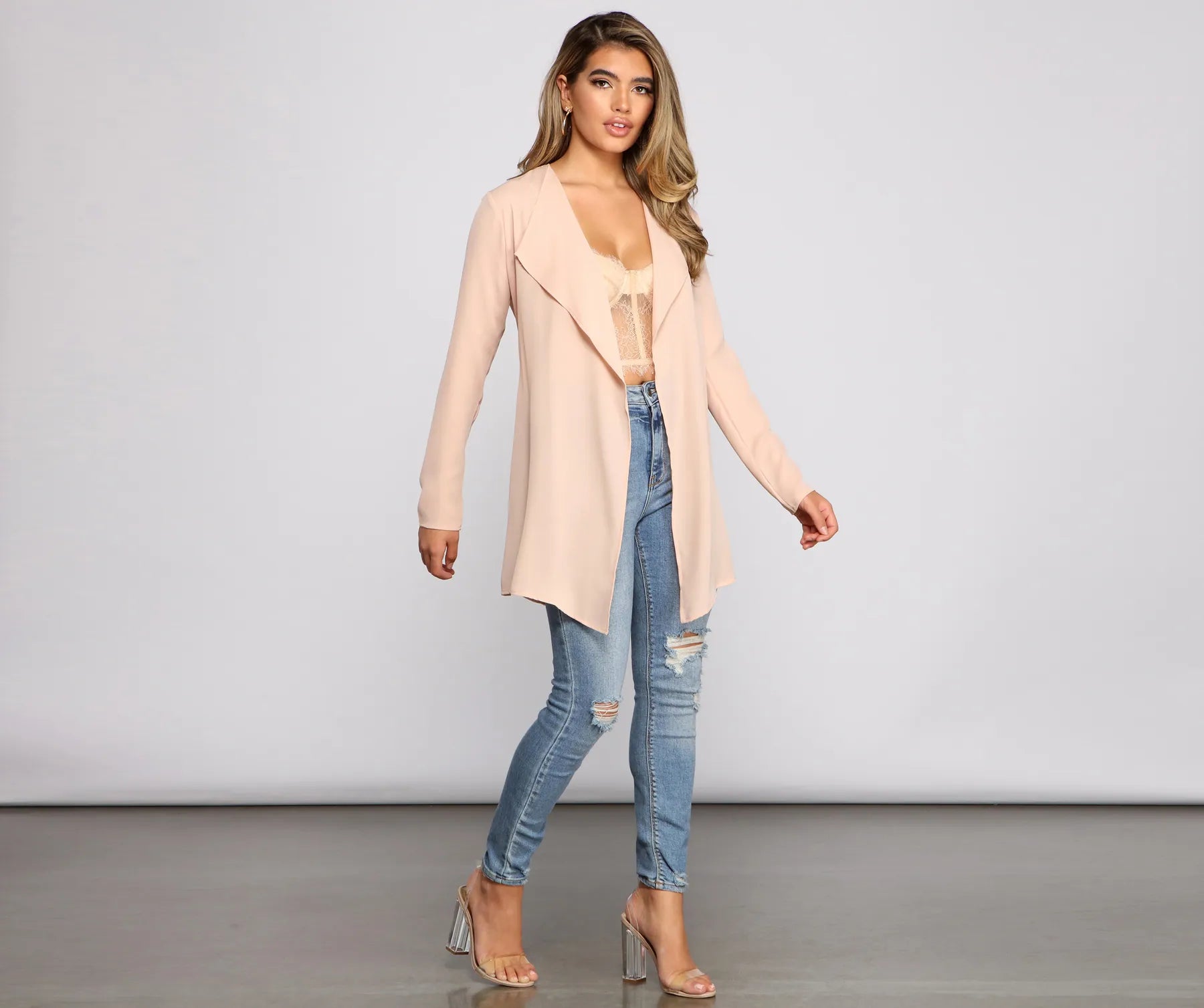 Stunning And Sheer Tie-Front Trench - Image 4