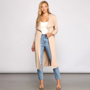 Sophisticated Style Twill Trench Jacket