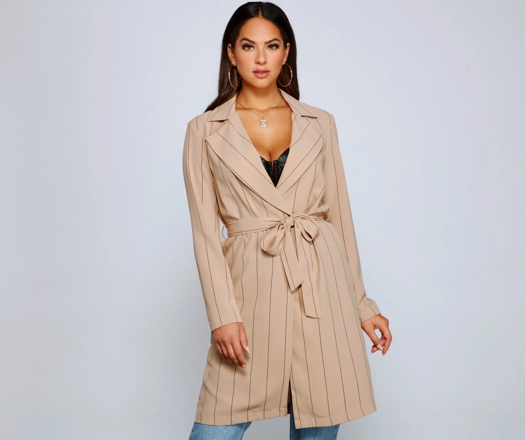 Striped For Style Trench - Image 4