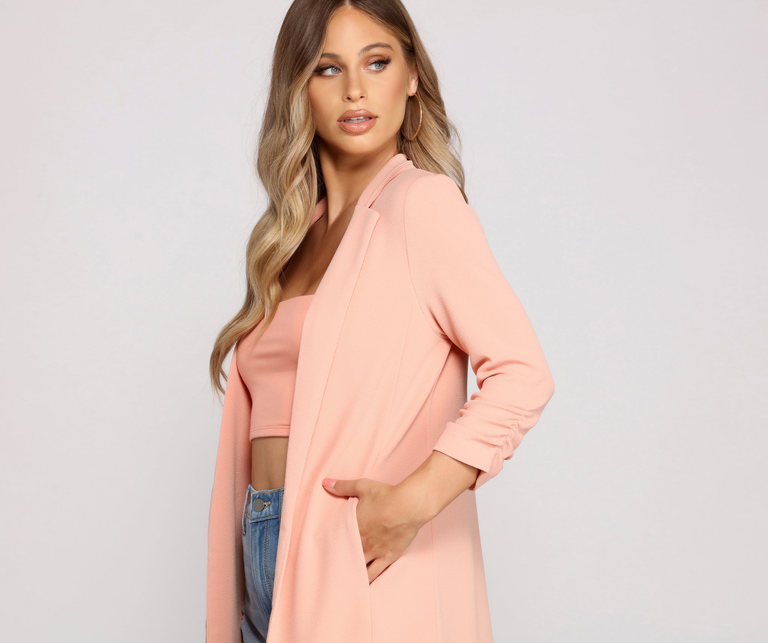 Stylish Sophistication Crepe Trench Coat - Image 9