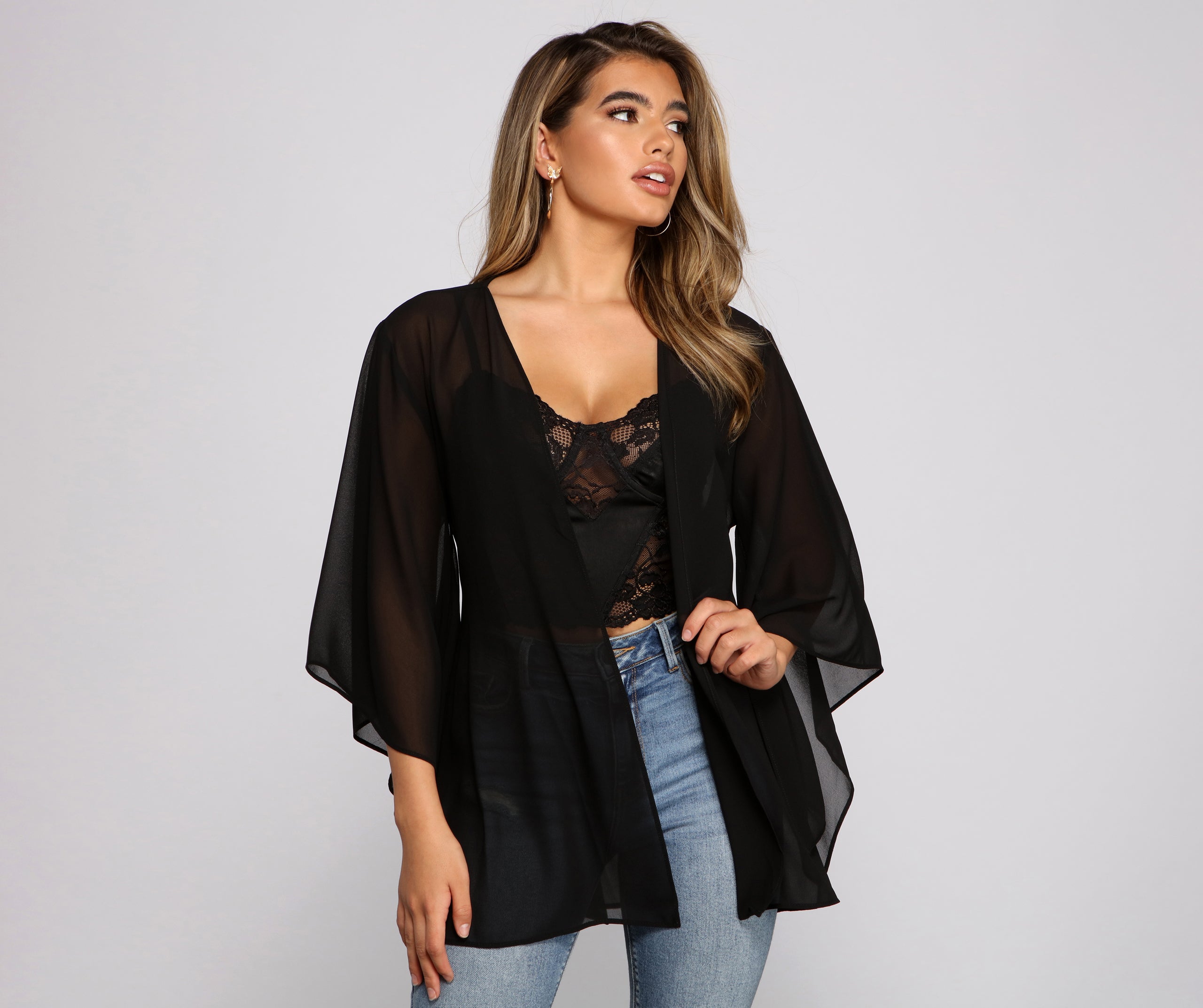 Chic Airy Chiffon Kimono - Image 2