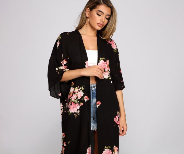 Floral Passion Gauze Knit Kimono - Image 3