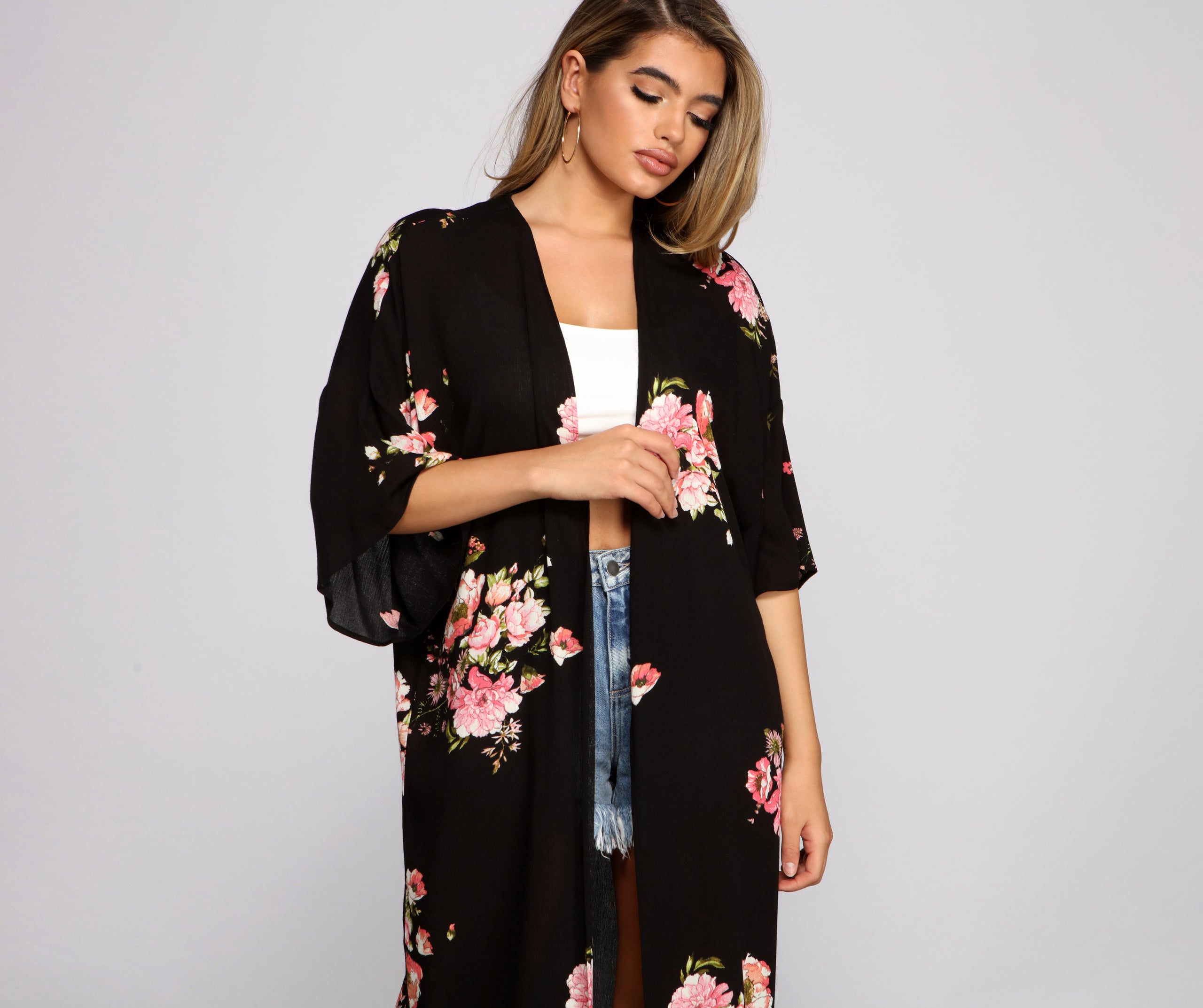 Floral Passion Gauze Knit Kimono - Image 3