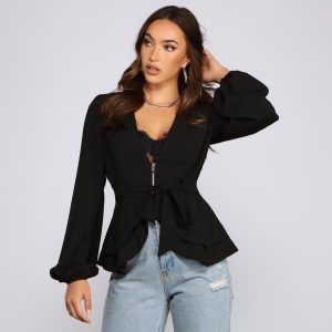 Pretty In Peplum Belted Blazer