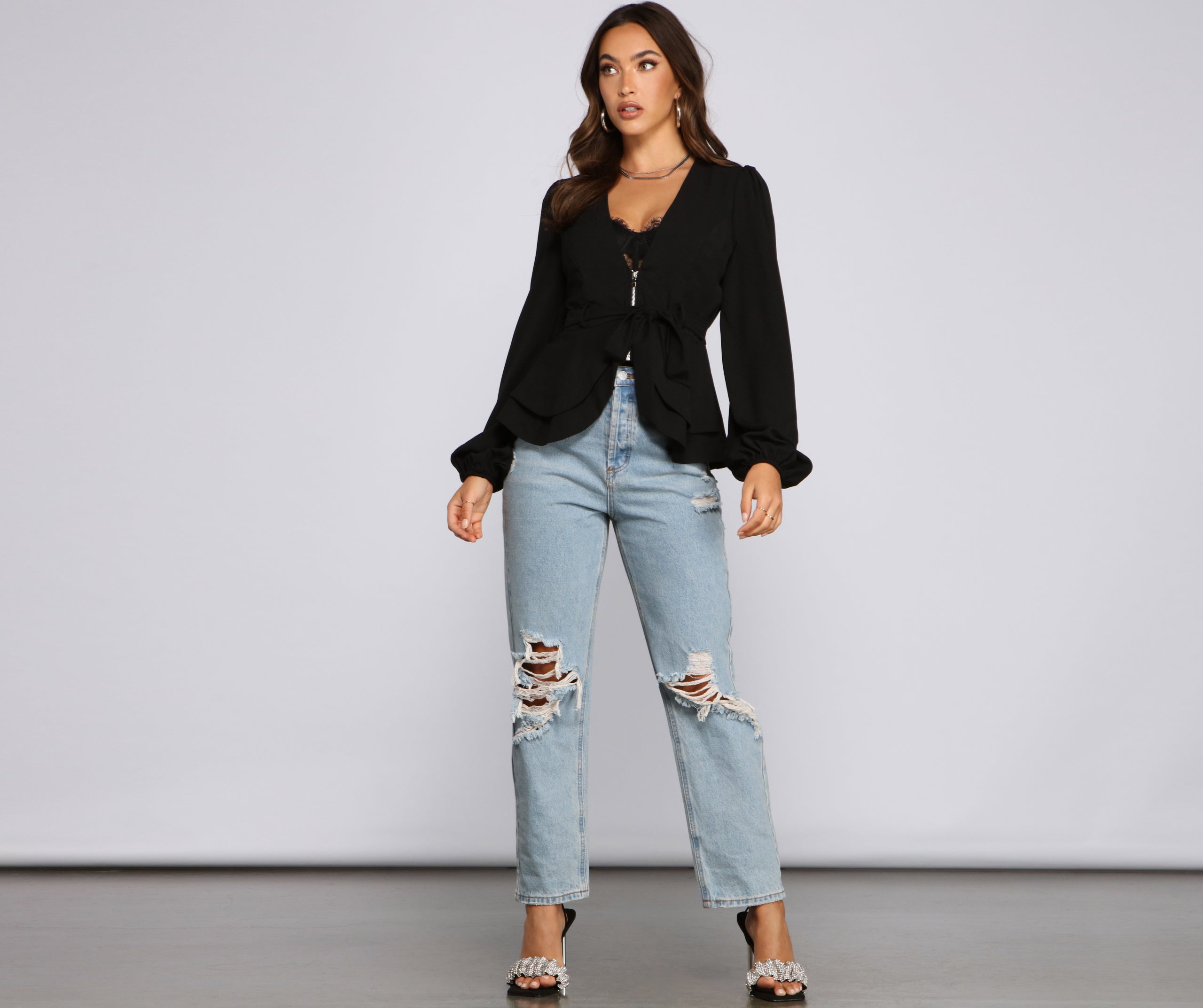 Pretty In Peplum Belted Blazer - Image 3