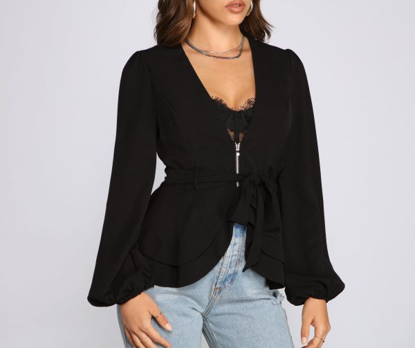 Pretty In Peplum Belted Blazer - Image 4