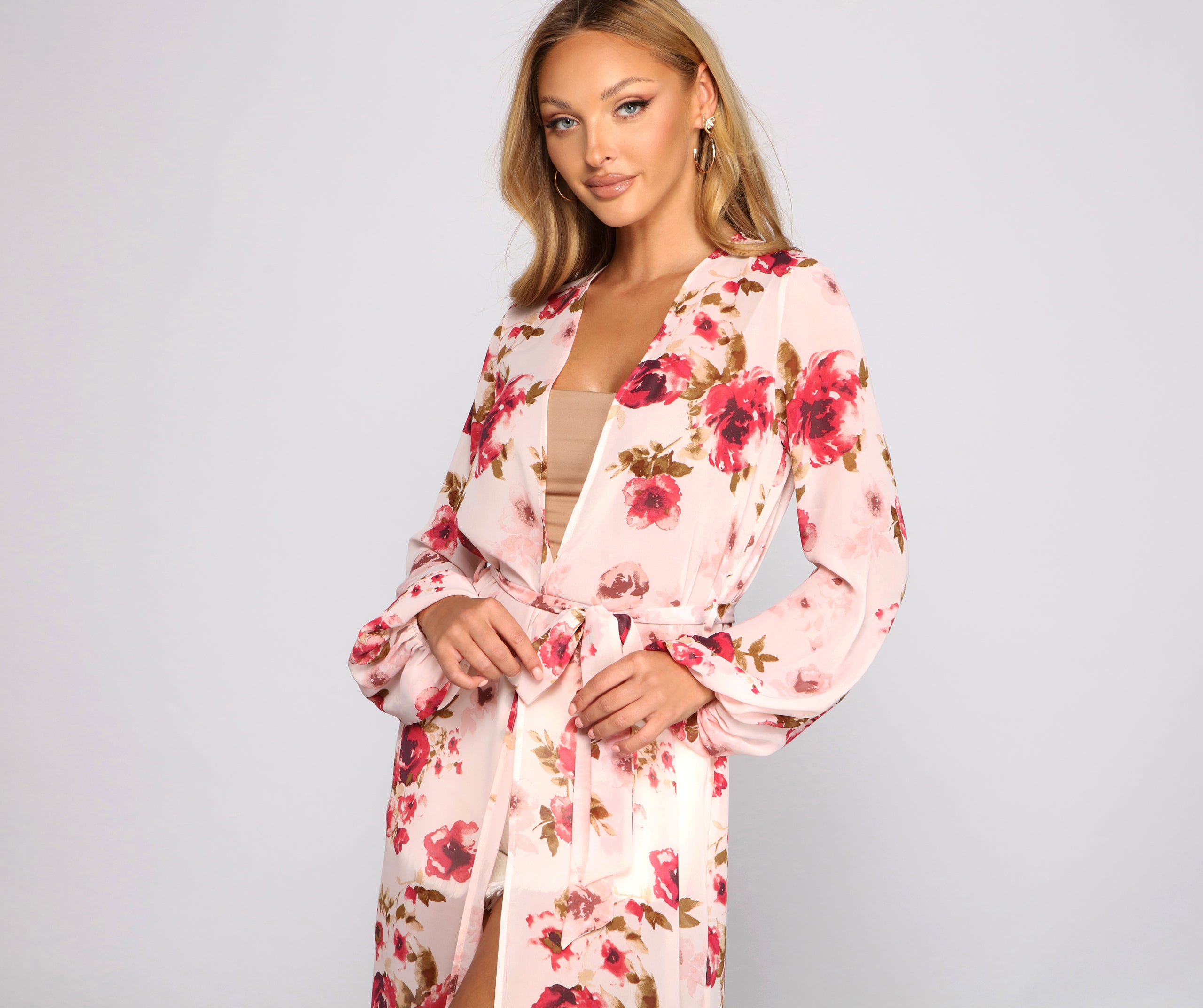 Embraced In Beauty Chiffon Floral Duster - Image 2