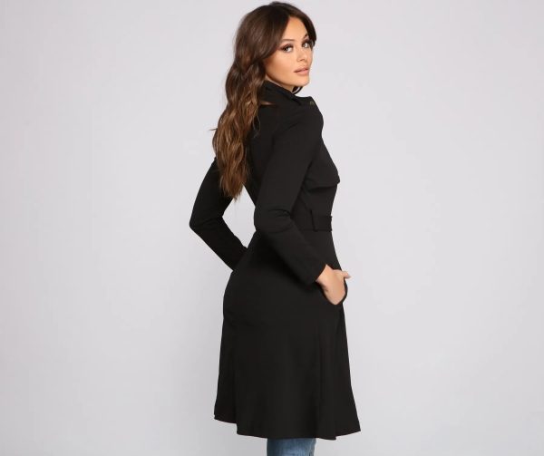 Belted Sophistication Crepe Trench Dress - Image 6