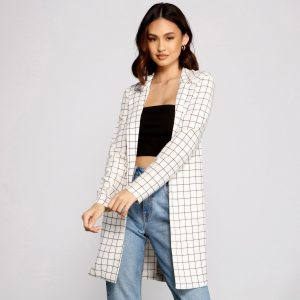 Classic Window Pane Trench Coat