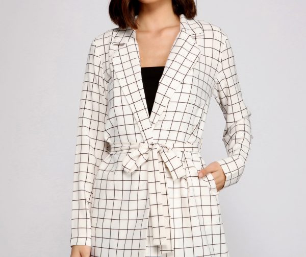 Classic Window Pane Trench Coat - Image 3