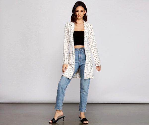 Classic Window Pane Trench Coat - Image 4