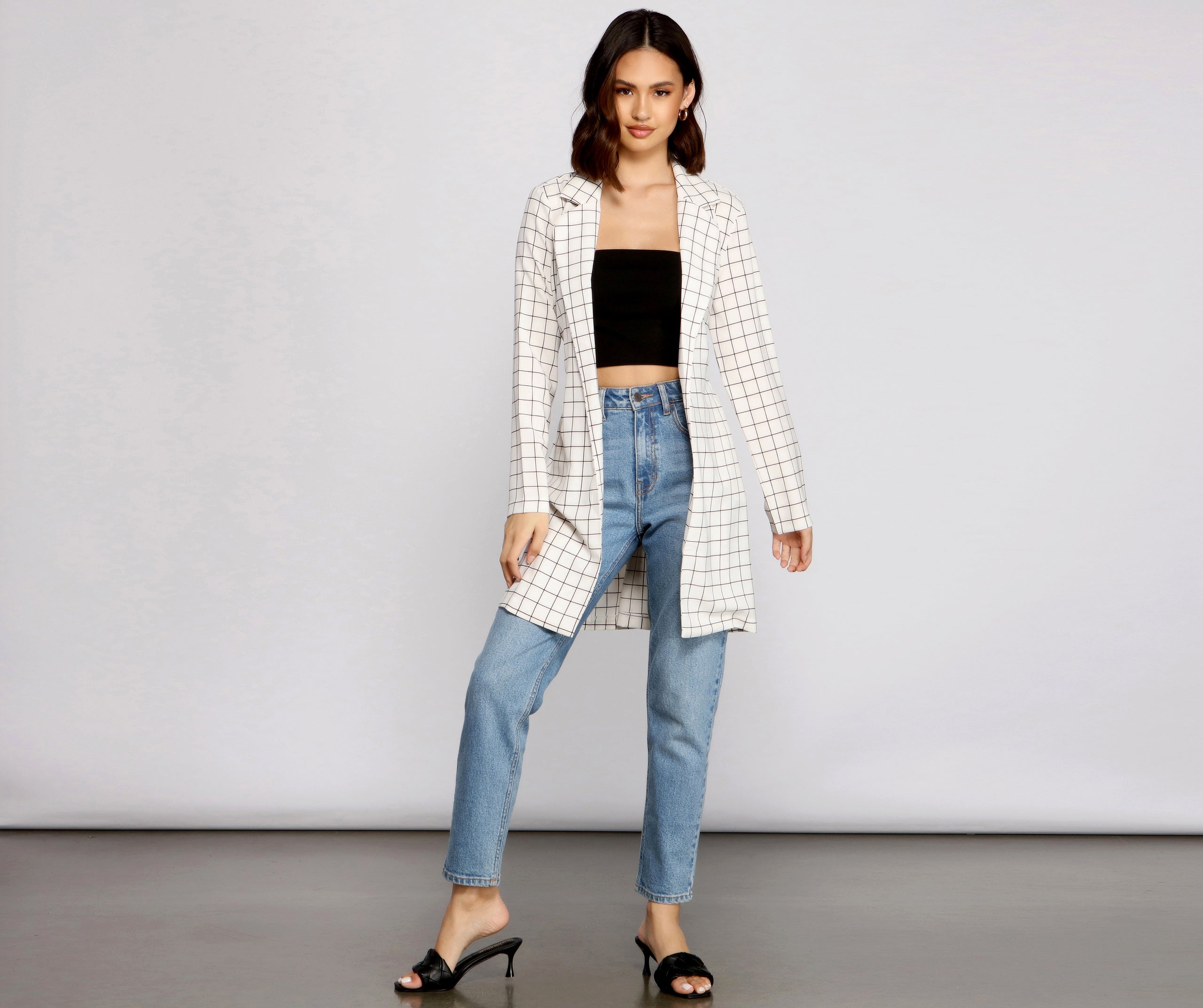 Classic Window Pane Trench Coat - Image 4