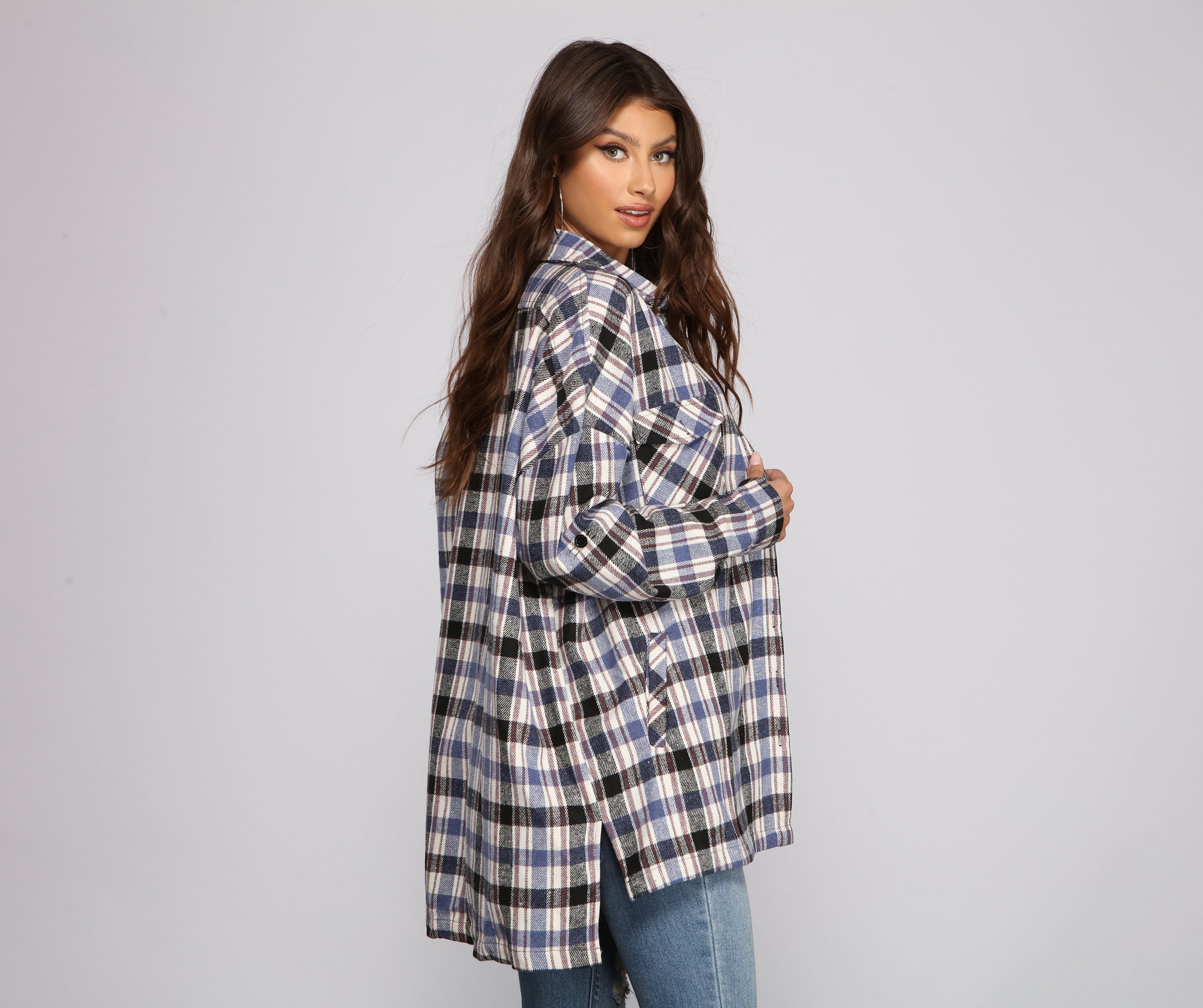 Preppy Chic Plaid Shacket - Image 2