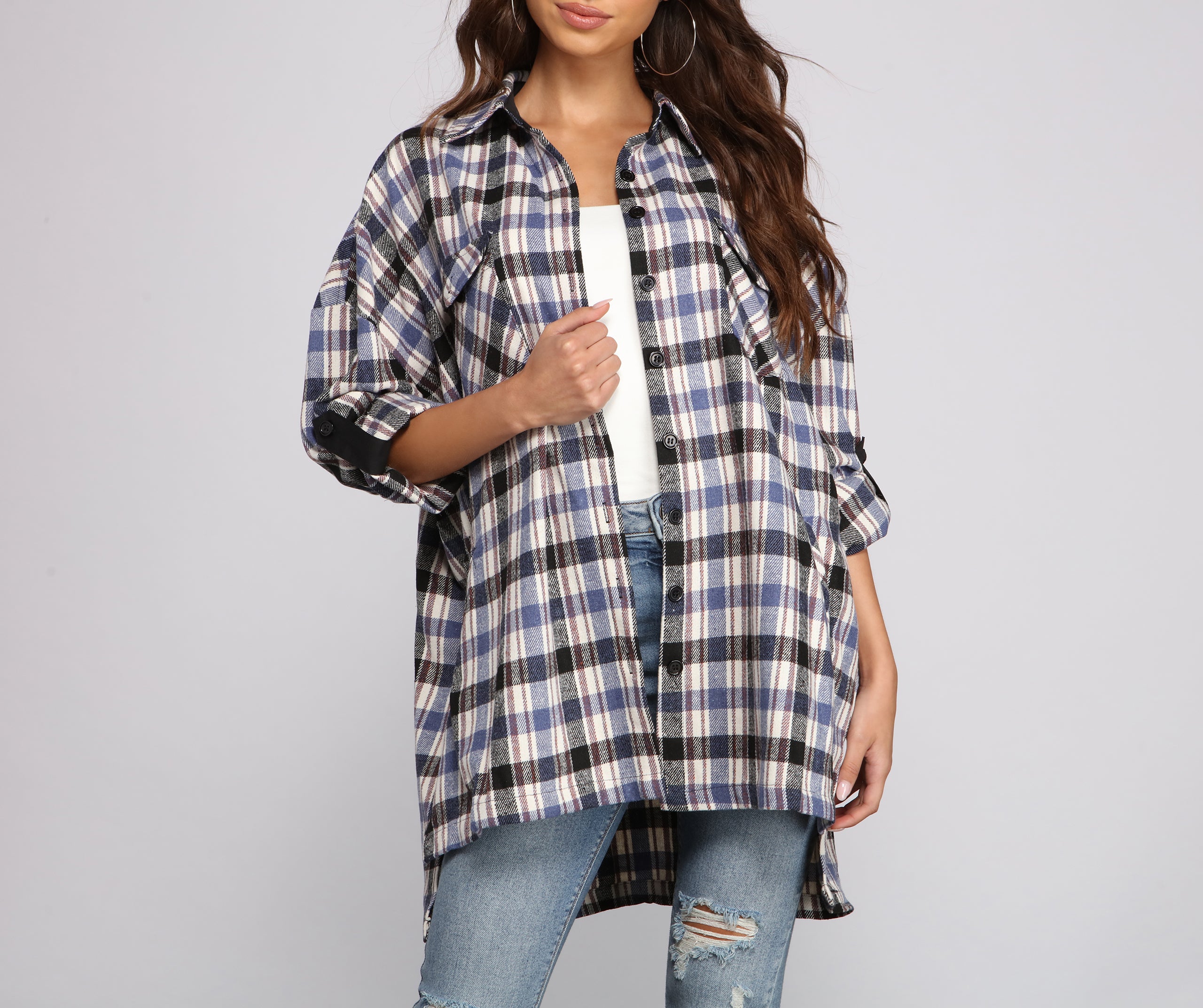 Preppy Chic Plaid Shacket - Image 3