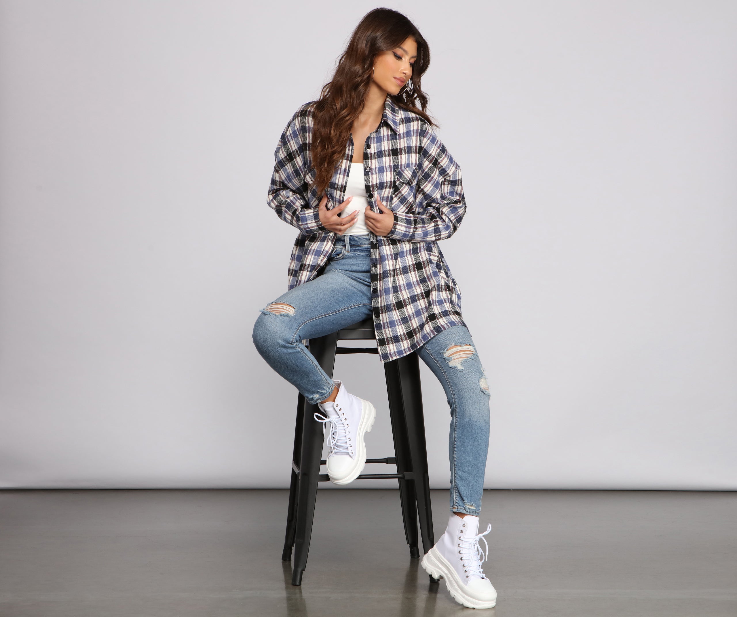 Preppy Chic Plaid Shacket - Image 4