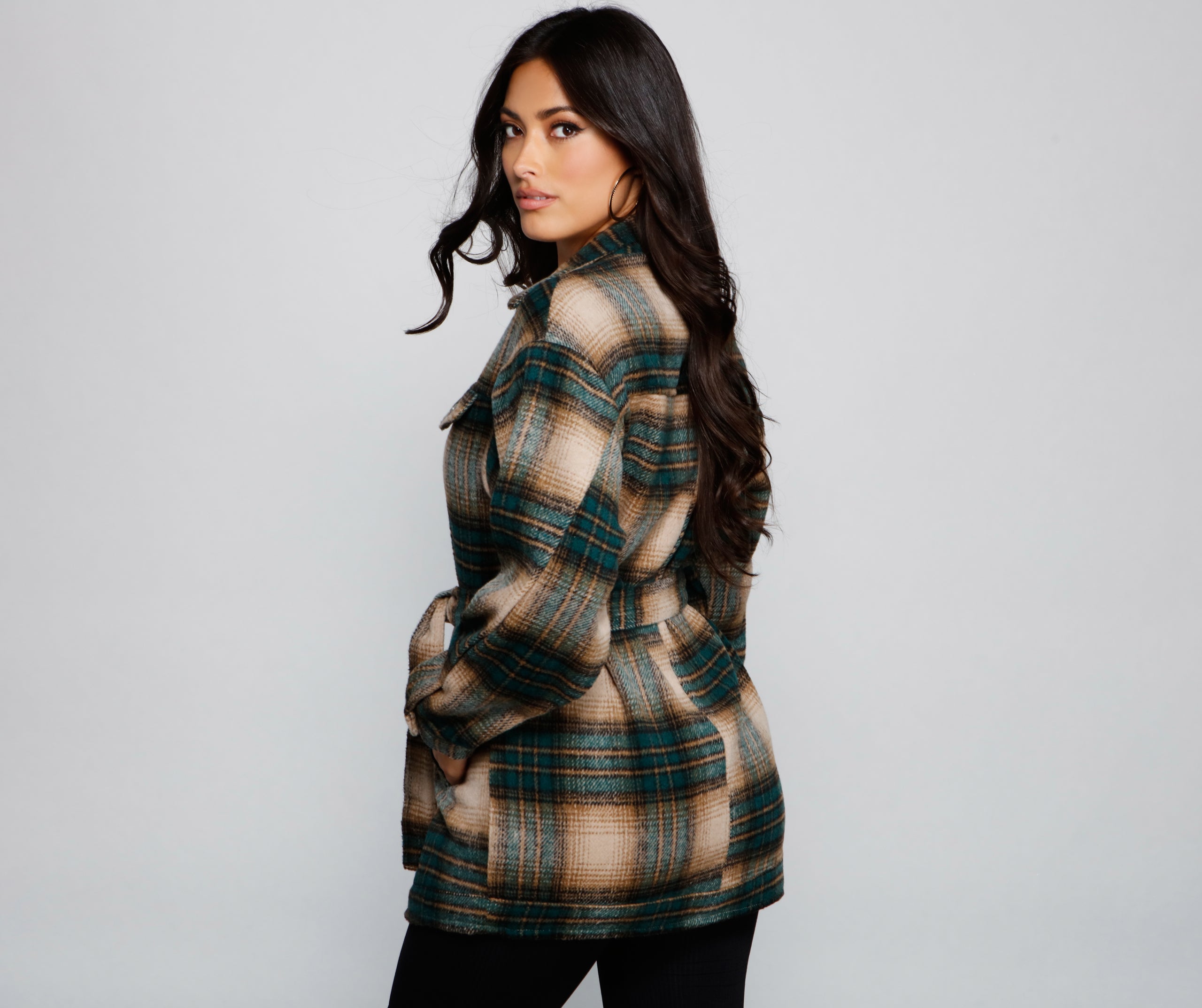 The One Belted Flannel Shacket - Image 11