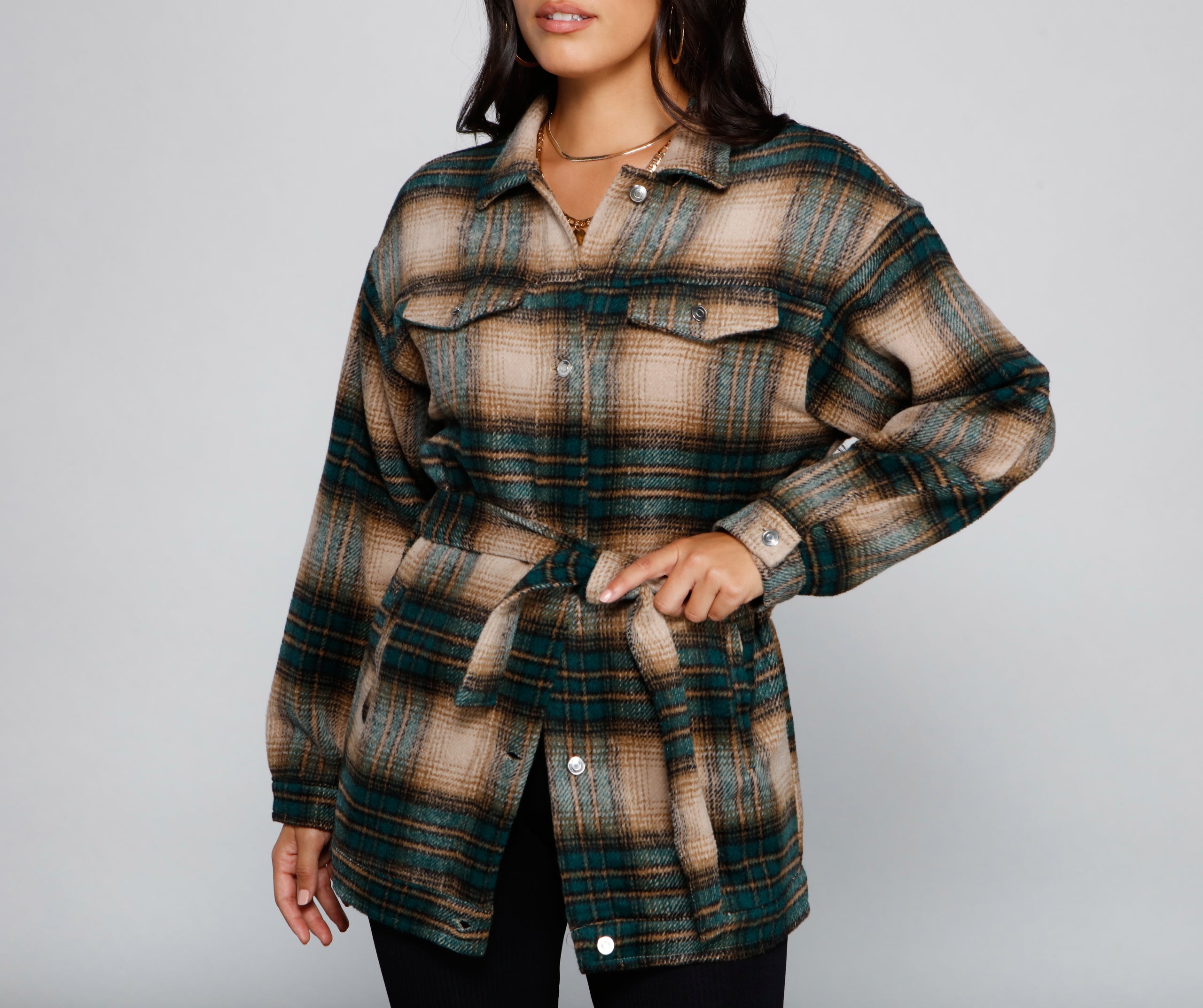 The One Belted Flannel Shacket - Image 12