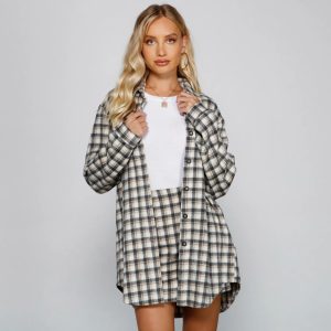 Preppy And Cute Long Plaid Shacket