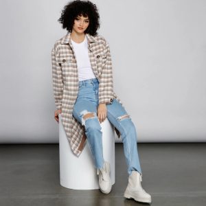 Chic Layers Long Line Plaid Shacket