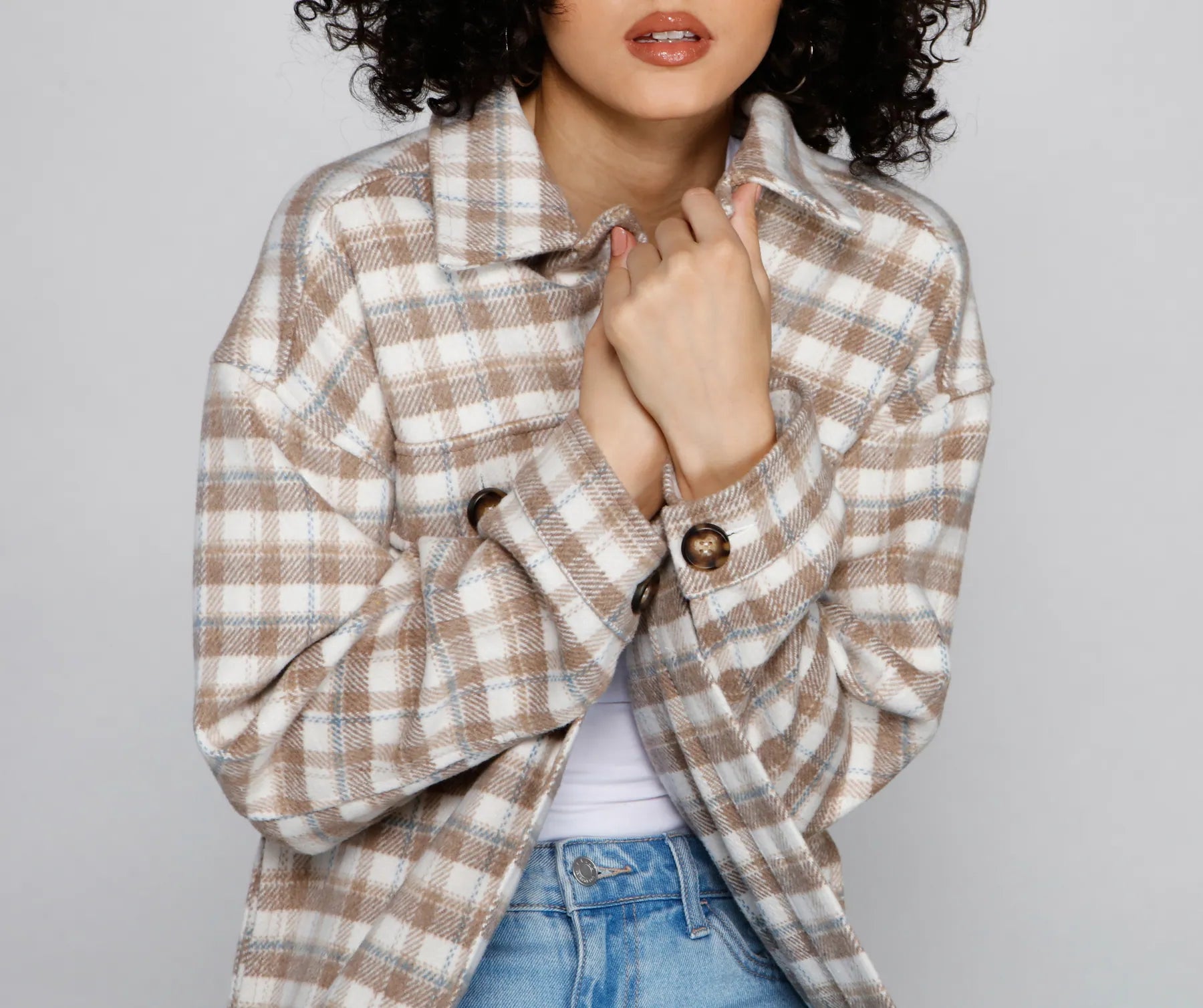 Chic Layers Long Line Plaid Shacket - Image 3