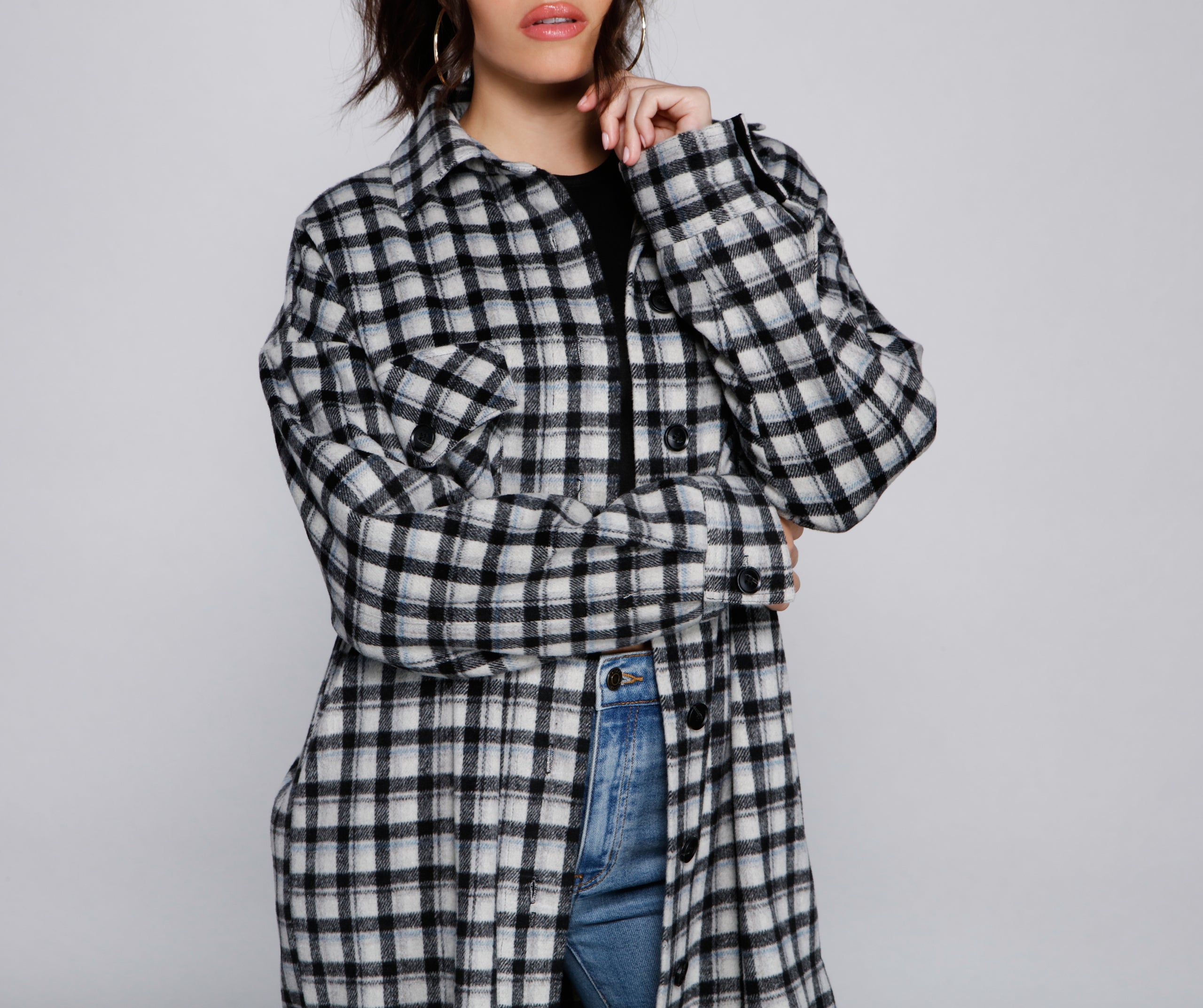 Cozy Days Long Plaid Shacket - Image 3