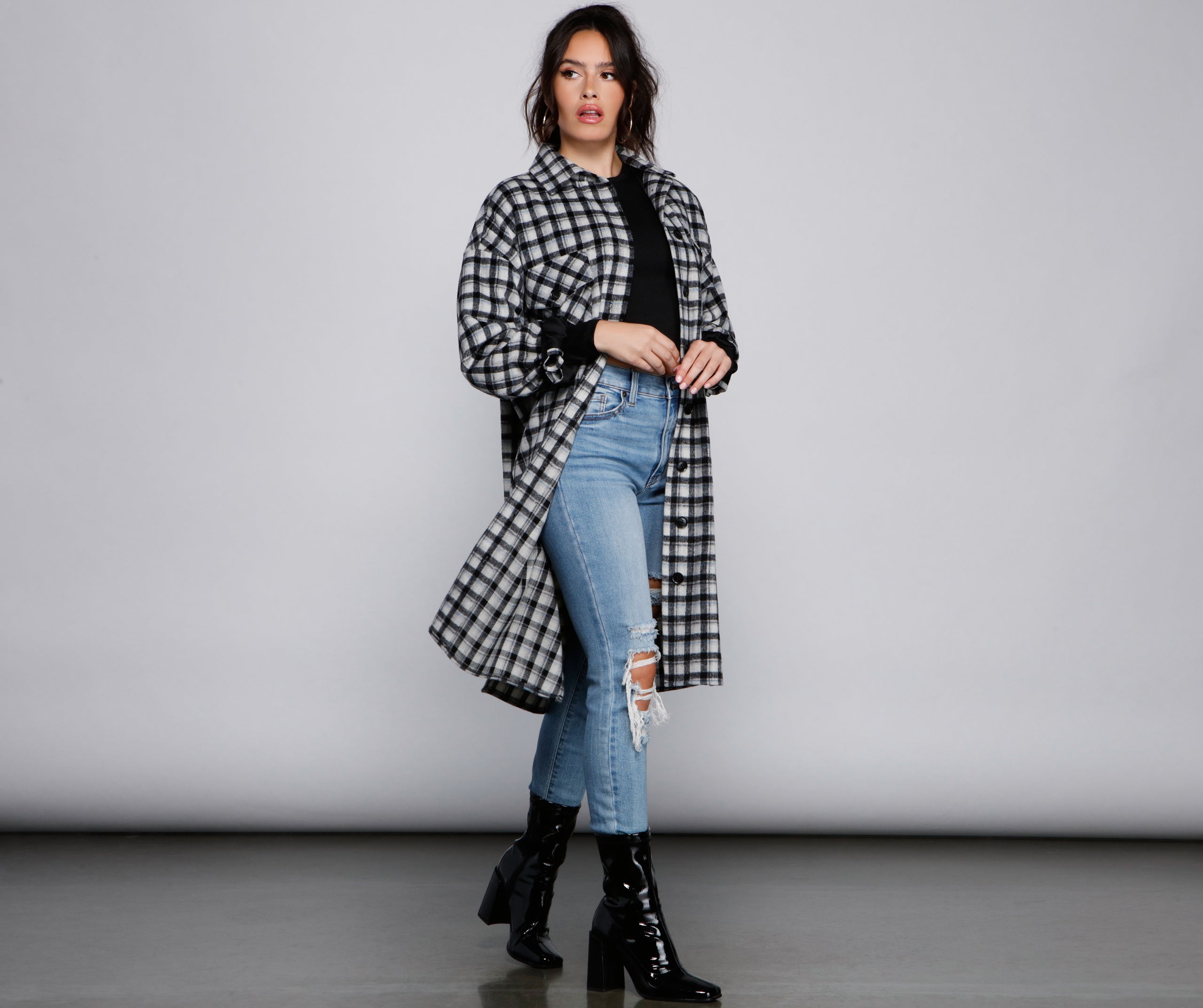 Cozy Days Long Plaid Shacket - Image 2